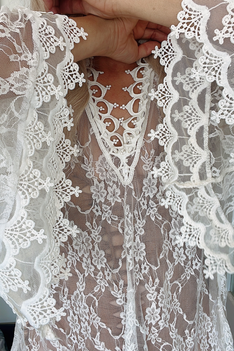 Bell Sleeve Beach Coverup Lace Retro Dress