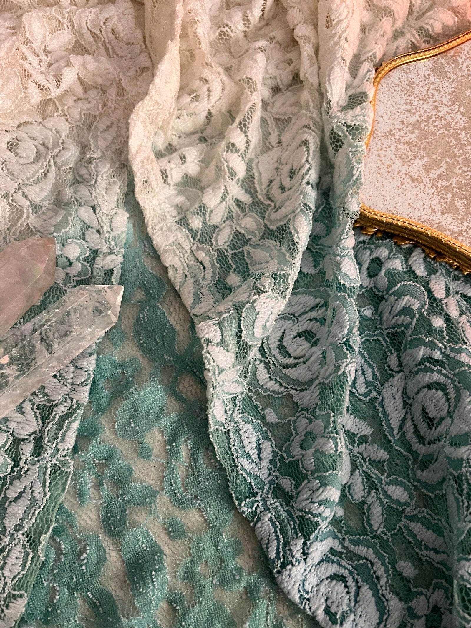 Aquamarine Dream Fringed Lace Coverup