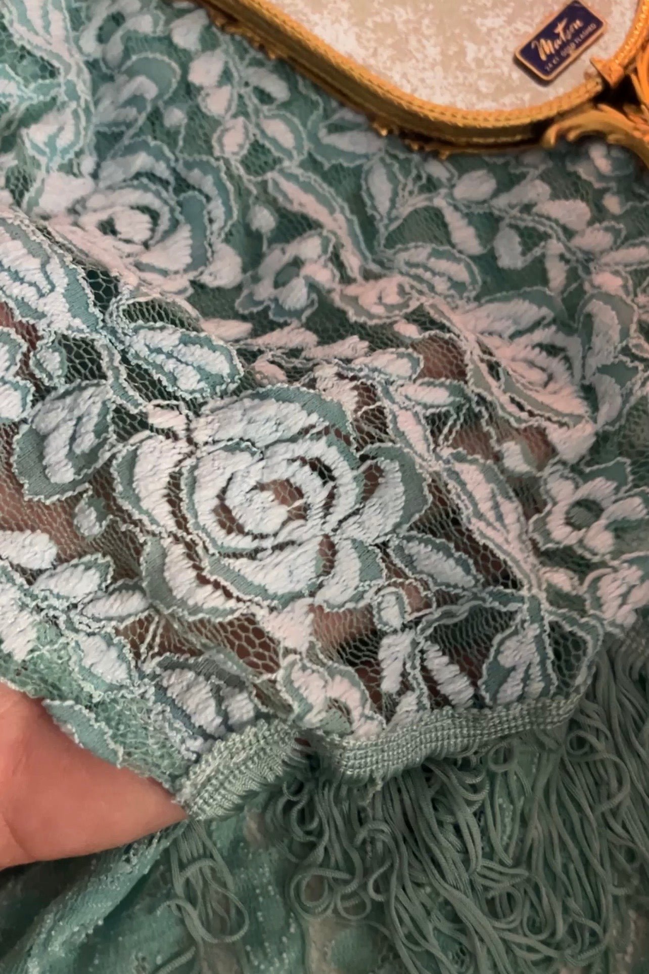 Aquamarine Dream Fringed Lace Coverup