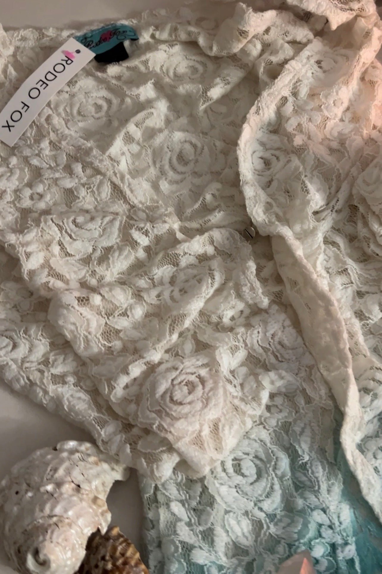 Aquamarine Dream Fringed Lace Coverup