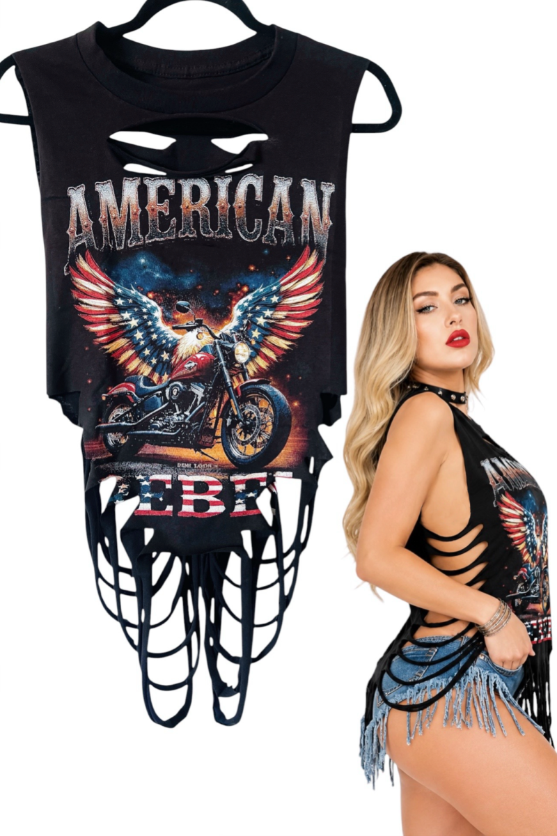 American Rebel Drape Slashed Tank