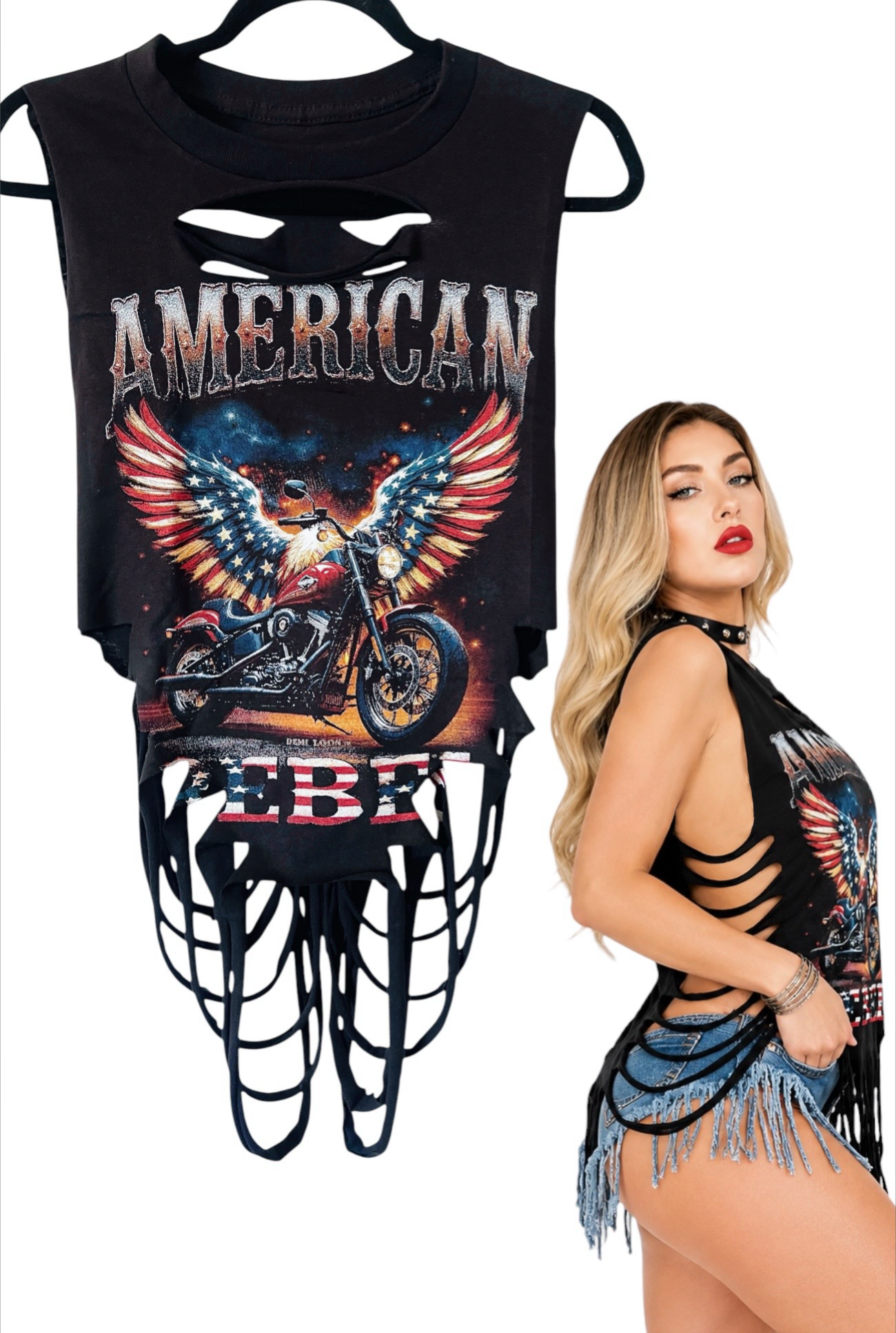 American Rebel Drape Slashed Tank