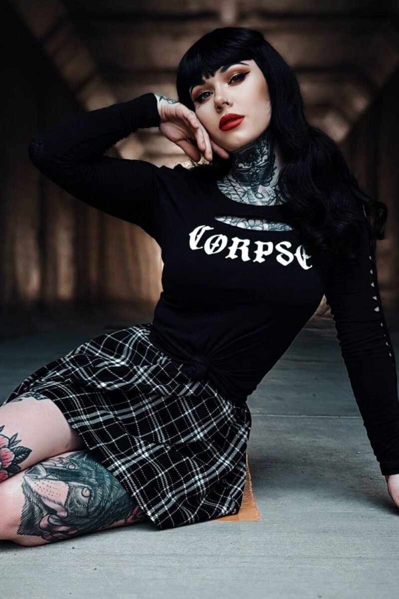 Corpse Cut Out Gothic Long Sleeve Tee