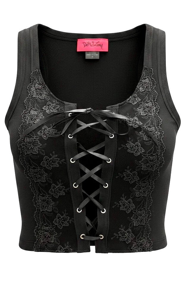 Wicked Kiss Cropped Lace Corset- Black