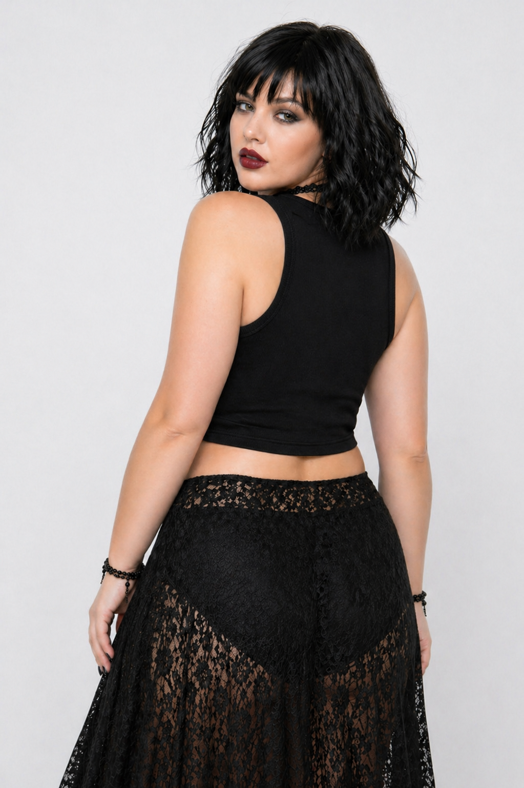 Wicked Kiss Cropped Lace Corset- Black