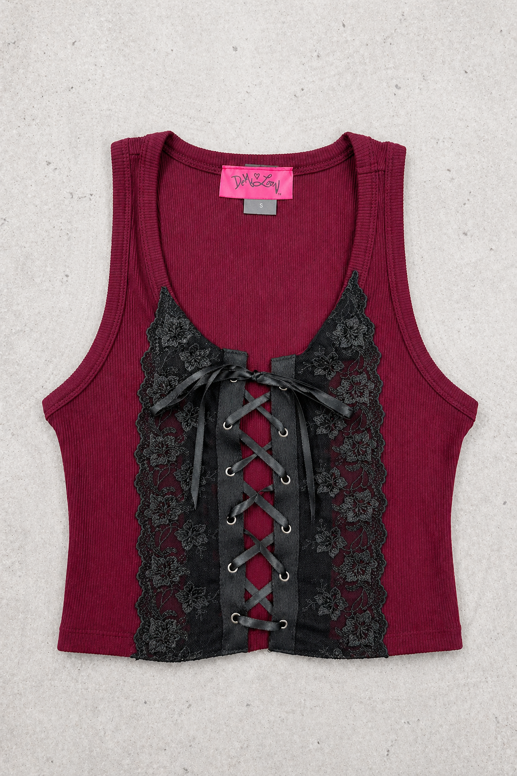 Wicked Kiss Cropped Lace Corset- Oxblood
