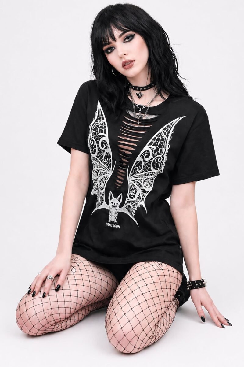 Vampire Lace Wings Boyfriend Fit Tee -Slashed or Unslashed