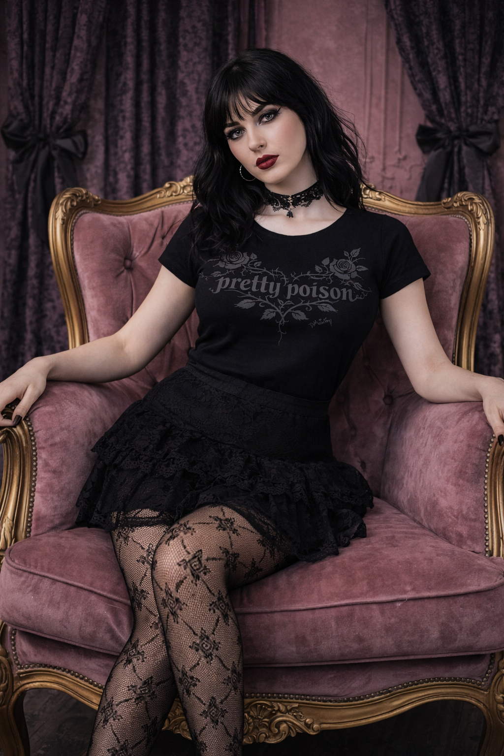 Pretty Poison Gothic Tee- Black