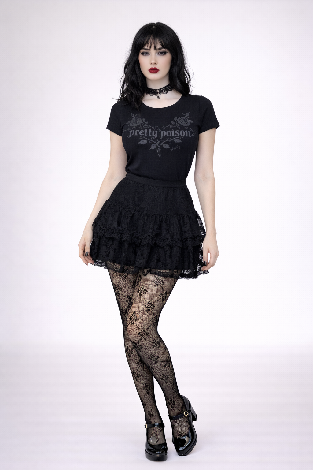 Pretty Poison Gothic Tee- Black