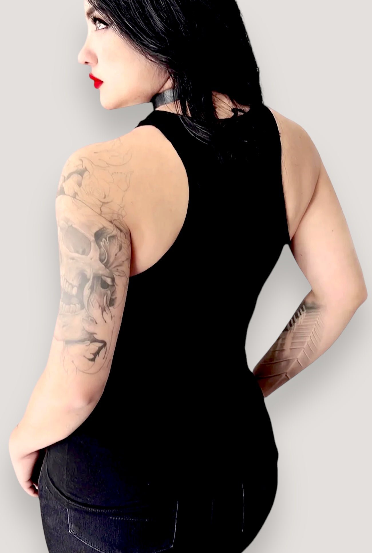 The Black Rose Crochet Neckline Gothic Tank